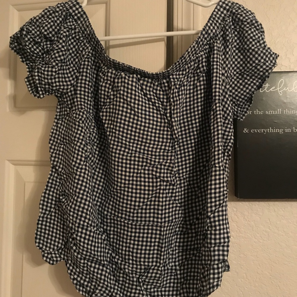Plaid Off the Shoulder Top
